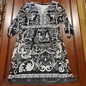 New York & Company Stretch Black and White Dress